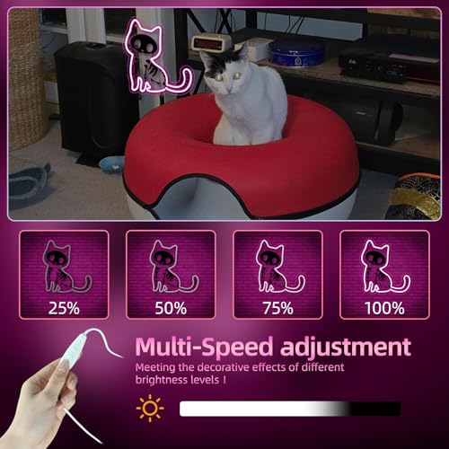 Image of Electric Shock Cat Neon Sign Pink Cat Kitty LED Neon Signs for Wall Decor Home Kids Room Living Room Led Light for Cat Club&Clinic Neon Wall Unique Gift for Animal Lovers