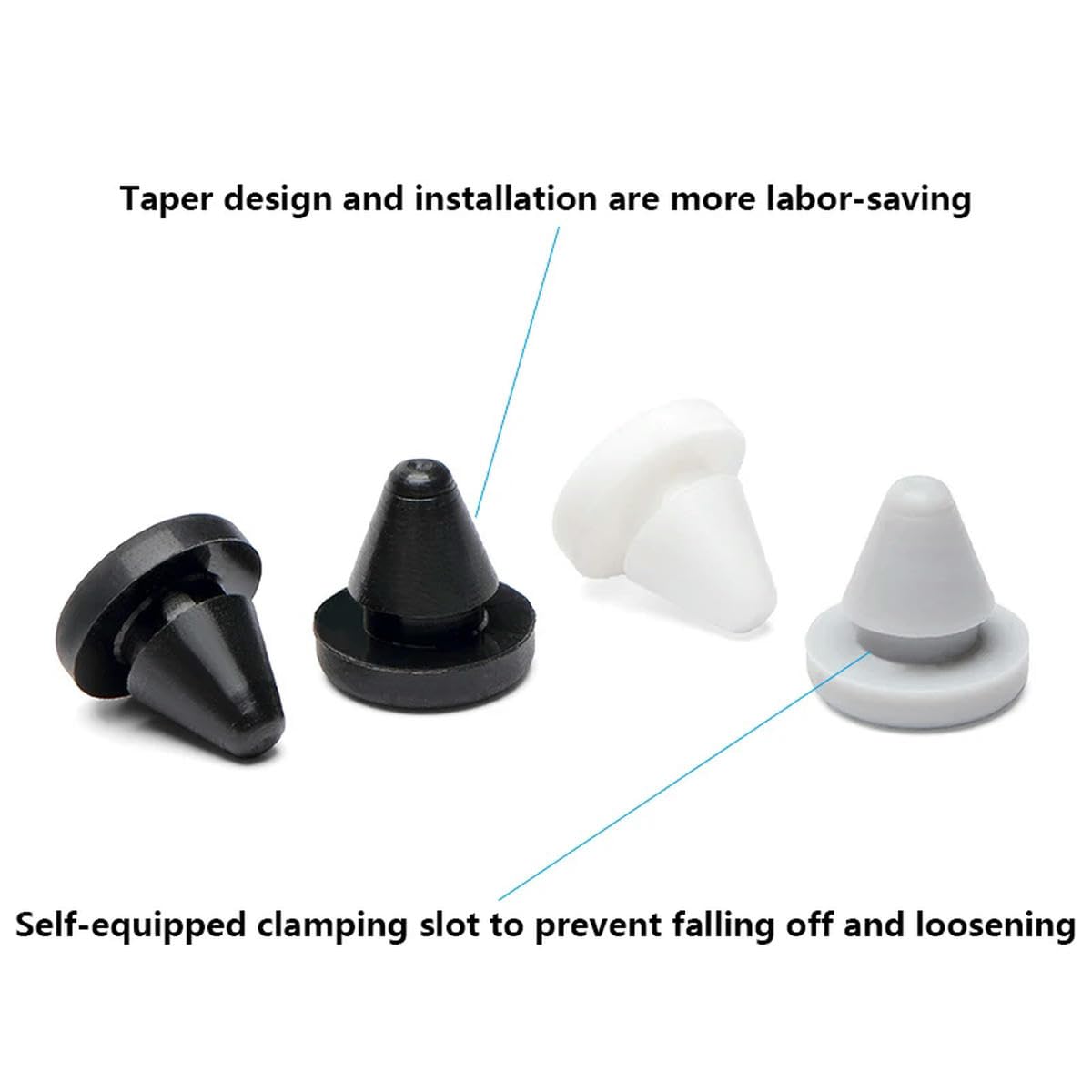 tapón de goma tapones de silicona en forma de T, Tapón de silicona for orificios, tapón de goma, tapón en T cónico, negro, 50 unidades(Black 50 Pcs,FC-463)