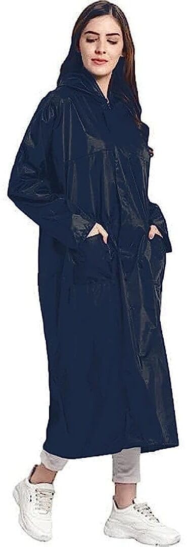 Casual Solid Women Raincoat (2002_Women Raincoat_Blue_XL)-image-37