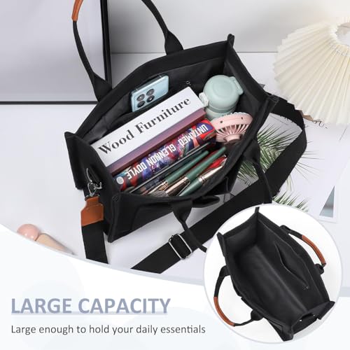 Image of Kawn Large Canvas Tote Bag for Women hobo Shoulder Bag with Zipper Multi-Pocket Satchel bag Crossbody Bag with Detachable Strap Everything Everyday Handbags for Office, College and Travel