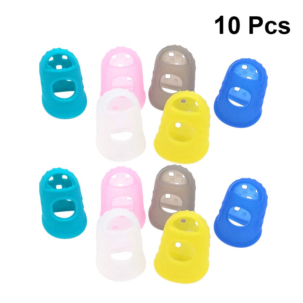 10pcs Guitar Fingertip Protectors Silicone Finger Guards Guitar Finger Protectors for Ukulele Electric Guitar Size (Random Color)