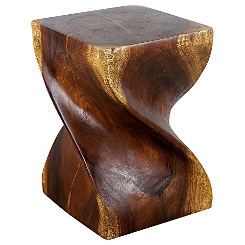Haussmann Big Twist Wood Stool Table 14 in SQ x 20 in H Walnut Oil