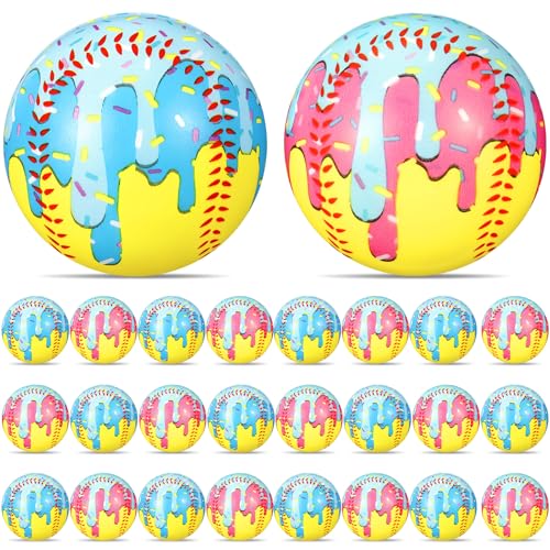 Seenelling 24 Pcs Softball Ice Cream Drip Stress Balls 2 Colors 2.36 Inch Ice Cream Drip Stress PU Soft Foam Balls Softball Party Gifts for Party Decorations Birthday Supplies