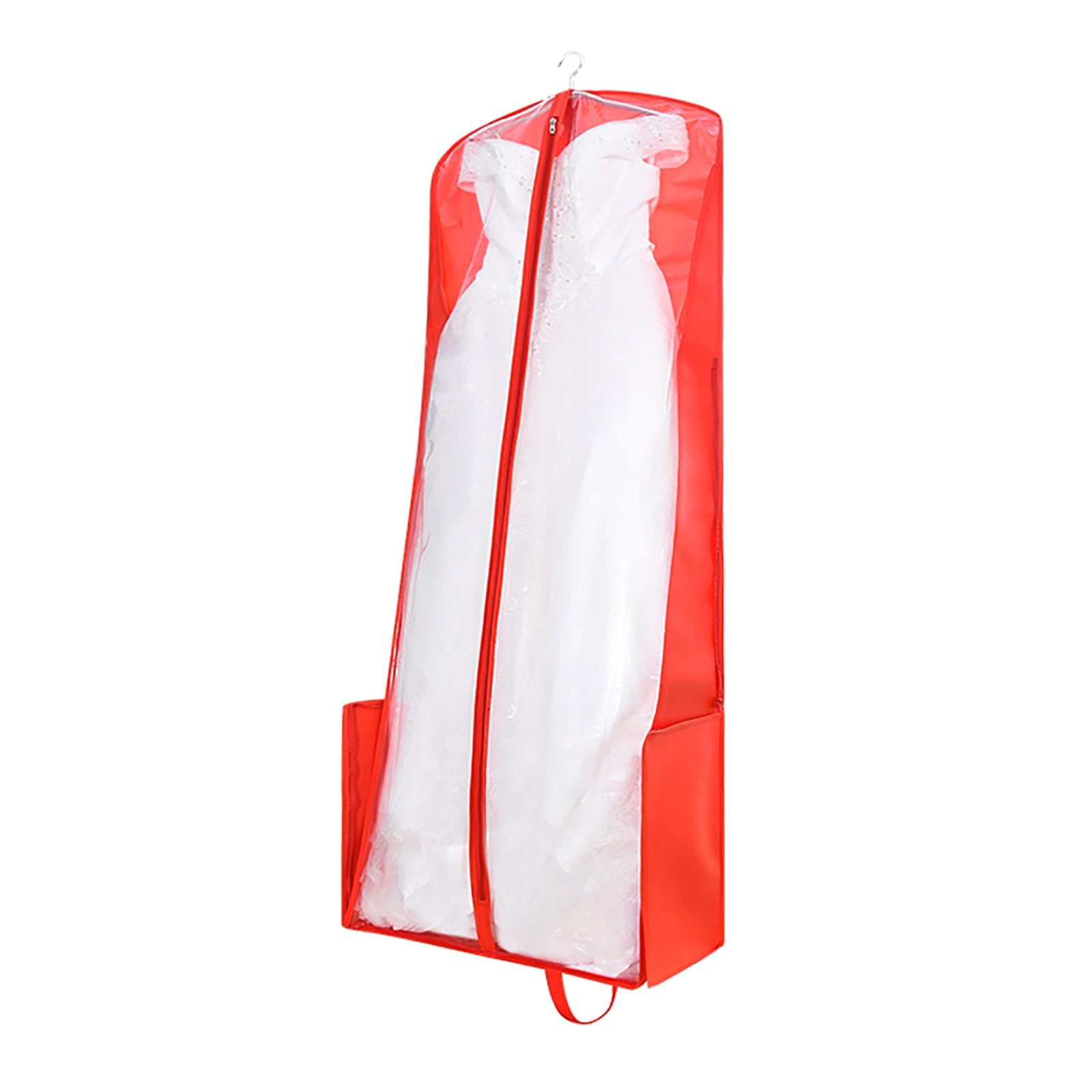 Garment bag, Fur Coat Storage Bag, Wedding Dress, Foldable Portable, Suitable for, Evening(Red,180 * 60 * 25cm/71 * 24 * 10in)