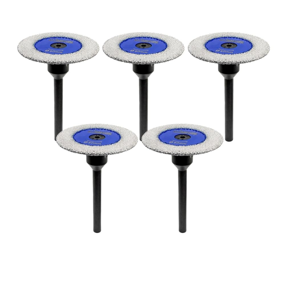 SHDIATOOL Stone Carving Disc with 5pcs 6mm Shank 50mm Diamond Saw Blades Cutting Grinding Disc for Marble Granite Artificial Stone 5pcs