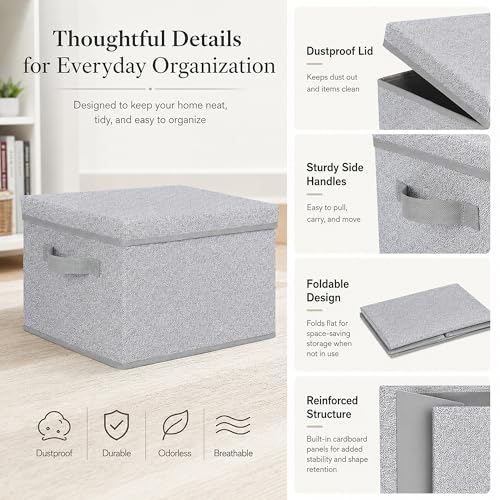 Image of WUIKE Storage Boxes with Lids, Ash Gray, Extra Large, 3-Pack