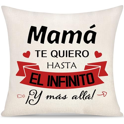 Mamá Espero que Cada Vez que Abrace esta Almohada Te Recuerda Cuánto Te Quiero Funda de Cojín Regalo para Mujer Día del Madre Madrina del Hijo Hija Ideal Orginal Regalo del Cumpleaños Navidad (Mamá 6)