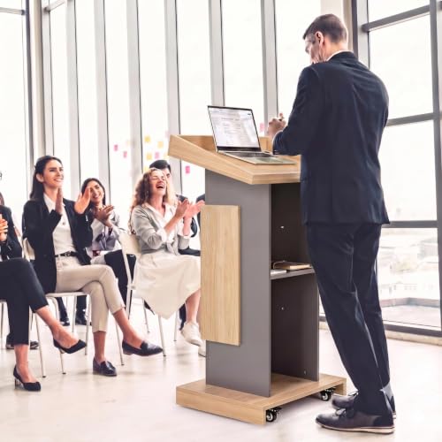 Image of TEKAVO Drako Podium Lectern for Classroom, Auditorium, Office, Church & School | Sleek & Modern Lecture Stand | Ideal for Presentations, Speeches & Events