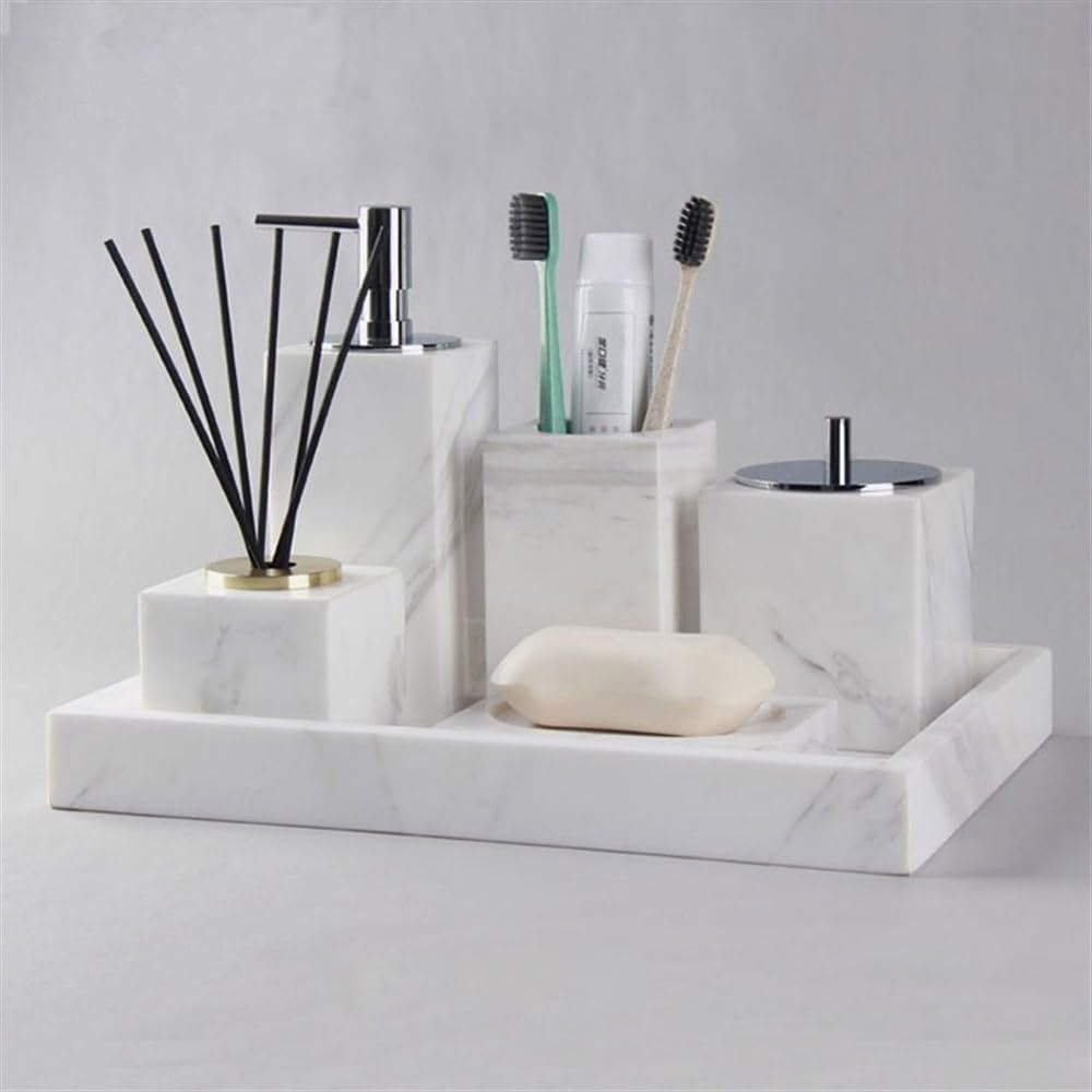 Dispenser Sapone Dispenser di sapone in marmo squisito, semplice, leggero, di lusso, con erogatore a pressione, bottiglia for bagno, bottiglia for lozione da bagno Dosatore Sapone Liquido(Bianco)
