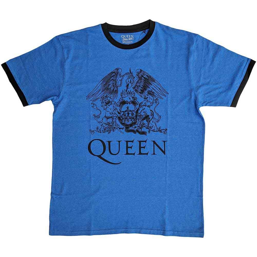 Paradiso Clothing Unisex Blue Queen Classic Crest Ringer T Shirt - L