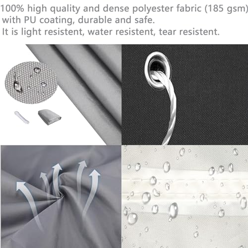 Voile d'ombrage rectangulaire 2.1x5 m gris clair imperméable - 6