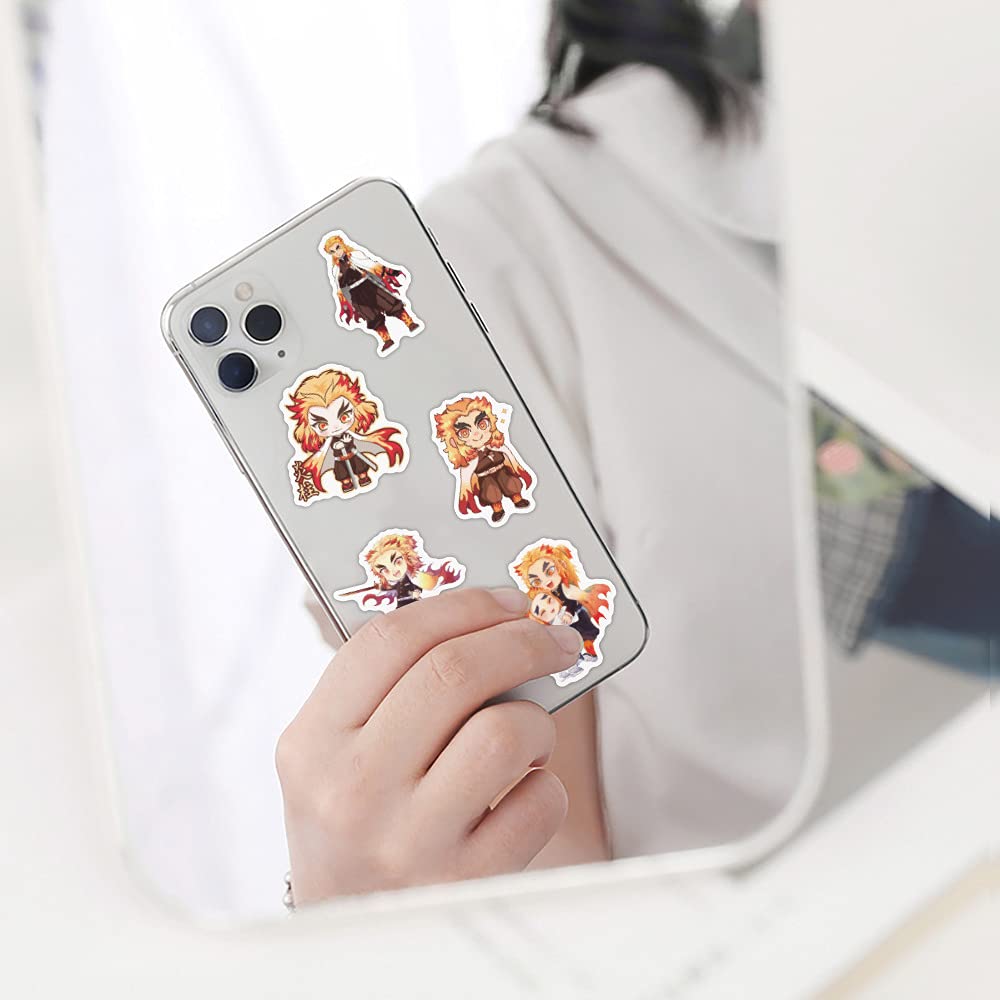 Confezione di adesivi Rengoku Kyoujurou 50 pezzi, adesivo in vinile per bottiglie d'acqua, notebook, skateboard, regalo per adulti, bambini e adolescenti