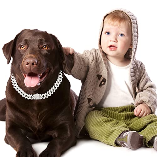 Metal Cuban Diamond Dog Chain Dog Training Chain With Secure Buckle Pet Collars For Large Medium Dogs #TOP5