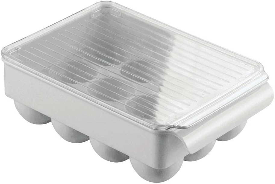 Buy mDesign Stackable Plastic Covered Egg Tray Holder, Storage Container  and Organizer for Refrigerator, Carrier Bin with Lid and Handle - Holds 12  Eggs - 2 Pack - Gray/Clear Online in Turkey. B07MWHQBST