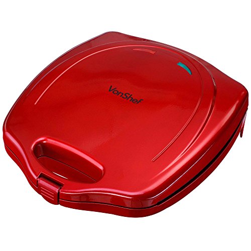 VonShef 12 Mini Donut Electric Maker Kit Set, Small Donut Snack Machine, Red
