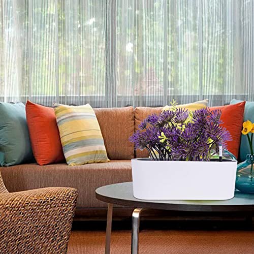 Vencer 16.5 Inch Rectangular Modern Self Watering Planters With Drain Hole And Water Indicator,Planter Pot For Indoor Outdoor Plants,Office Desktop Potted Stand,White,Vf-A17-W #TOP5