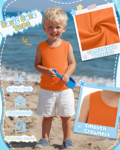 Image of Yooo's Vivi 3 Pack Toddler Boys Tank Tops | Toddler Boys Undershirts, 18M-5T, Sleeveless Muscle Shirt, Kids Athletic Tops, Crewneck, Summer, Loose, Basic, Sport, Play