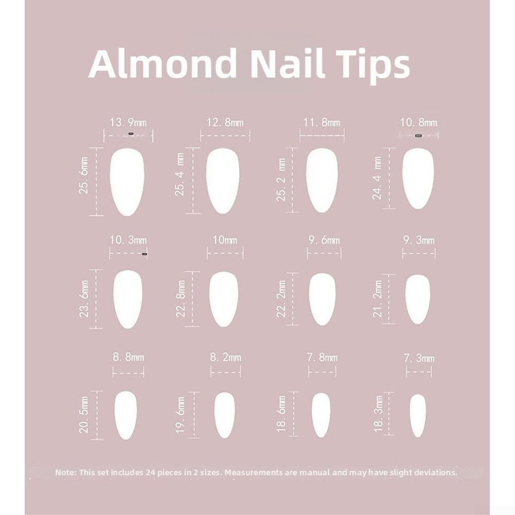 Uñas Postizas Almendra 24uds Largas con Gel Uñas Postizas Almendra(AW330)
