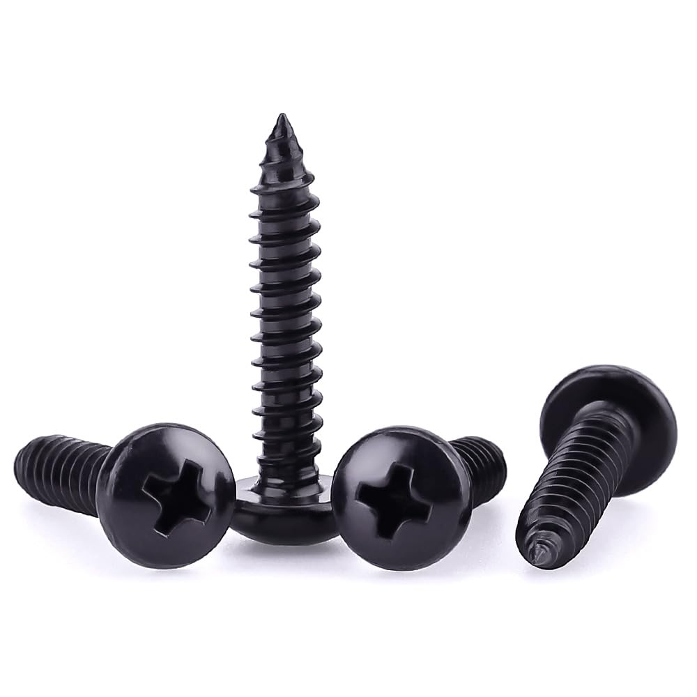#4 x 3/4" Phillips Pan Head Sheet Metal Screws, 304 Stainless Steel 18-8, Black Coated, Corrosion Resistant Pan Head Self Tapping Screws for Wood,