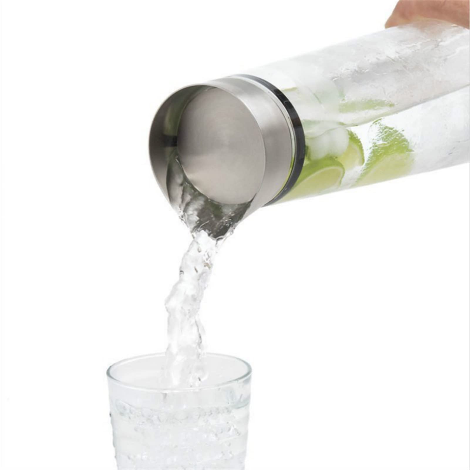 Jarras 1L/1.5L Botella de Agua de Vidrio Espesado con Tapa de Acero Inoxidable Jarra de Agua fría Jarra de Agua hirviendo Agua Botella de Copa Botella Hervidores (Color : 1000ML A)