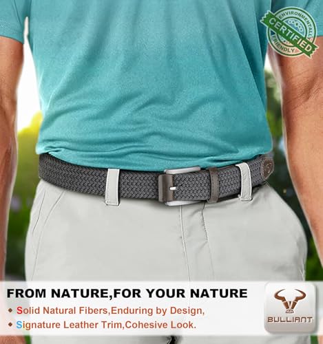 Image of BULLIANT Woven Braided Stretch Web Belt 2Pack for Men 1 3 /8 inch-Gift Boxed