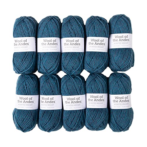 Image of Knit Picks Wool of The Andes Worsted Weight Blue 100% Wool Yarn Multi Pack (10 Balls - Baltic Heather)