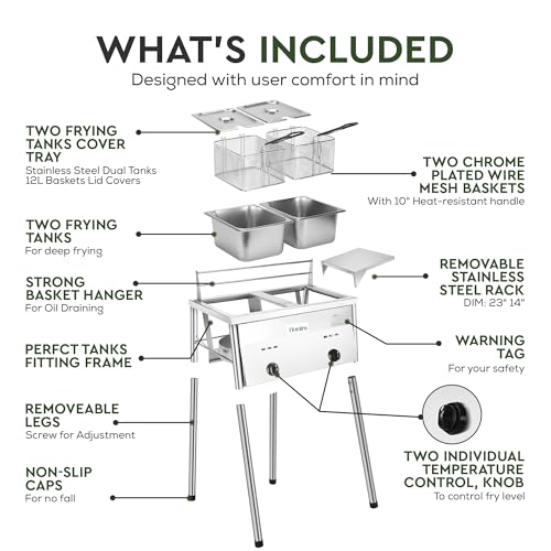 HOMIRA Stainless Steel Two-Tank Propane Deep Fryer の商品画像 2