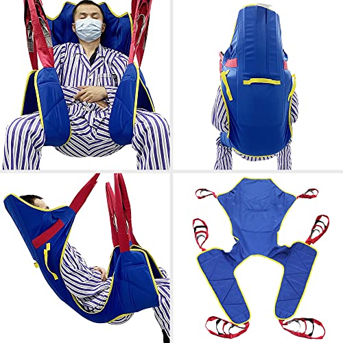 universal patient lift sling size l full body lifts slings with head and back support padded divided leg slings with commode opening 5 handles 6 straps transfer sling for elderly