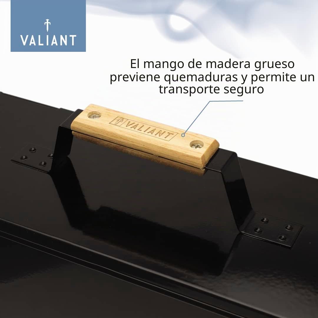 Valiant Fireside - Cenicero de metal, color negro, 45 cm x 26 cm x 12 cm