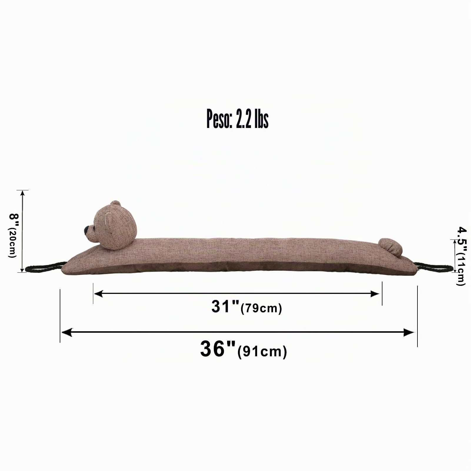 Paraspifferi decorativo sotto porta 91cm Paravento per porte e finestre, Paraspifferi appesantito per bloccare il rumore sul fondo della porta - orso 36"