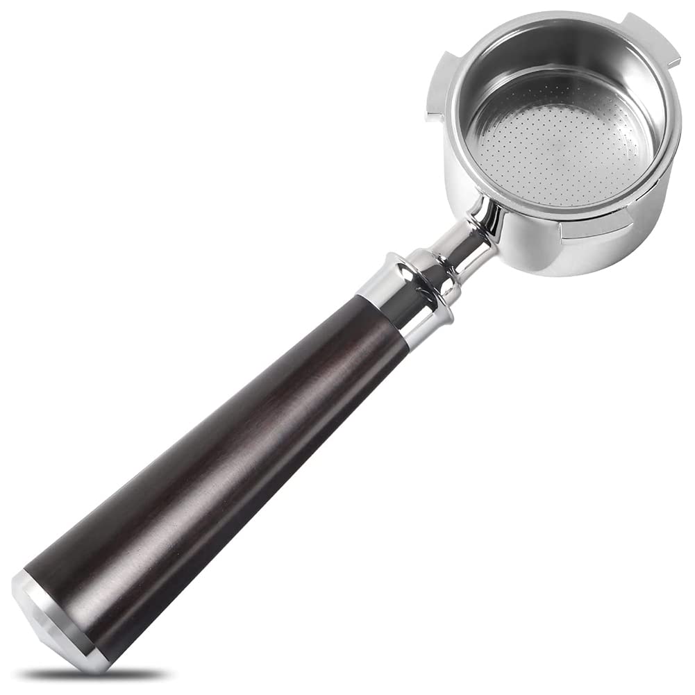 CTRLZS 51mm Portafilter 3 Ears, Stainless Steel,51mm Bottomless Portafilter with Wood Handle and Filter Basket