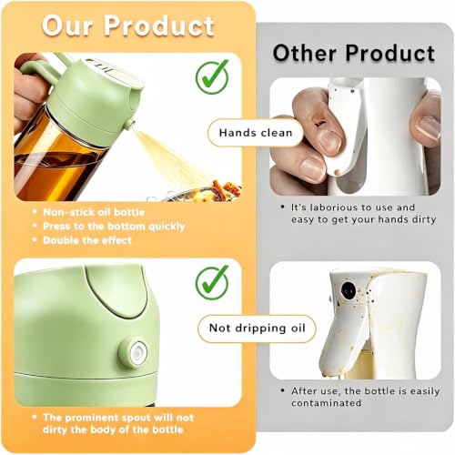 Image of 2 PCS Oil Sprayer, 2 in 1 Oil Sprayer for Kitchen Cooking, 470ml Oil Spray Bottle for Home (Brown+Black+Green)
