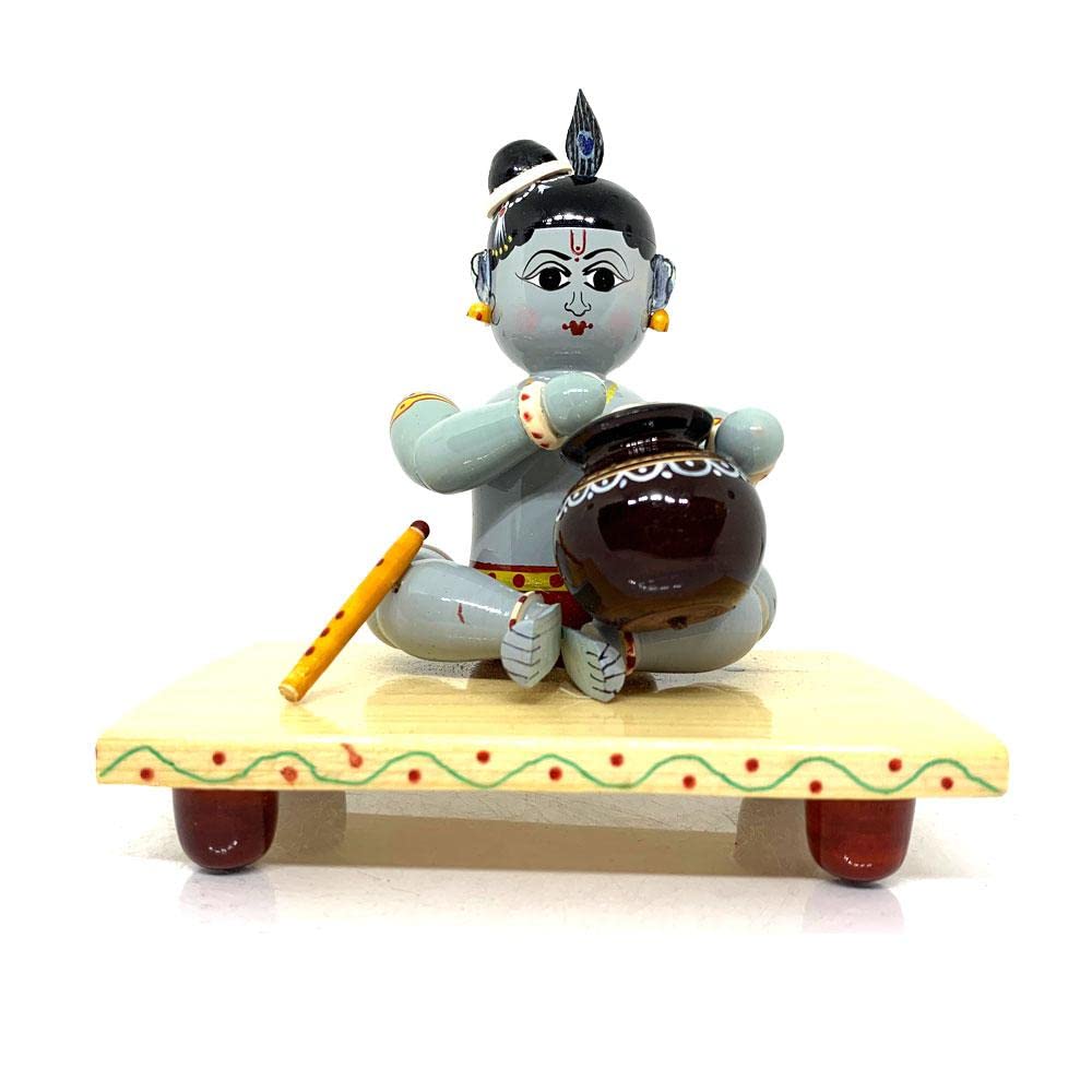 Buy HMR Kondapalli Bommalu Lord Krishna Idol Etikoppaka Toys