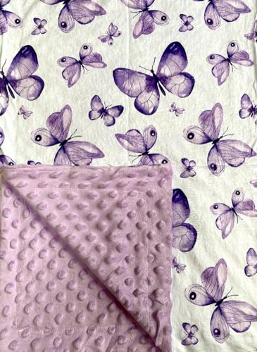 Image of Baby Blanket for Boys Girls Super Soft Double Layer Minky with Dotted Backing Cute Cow Crib Receiving Blanket Bed Throws for Newborns Nursery Stroller Toddler 30 x 40 Inch (Purple Butterfly)
