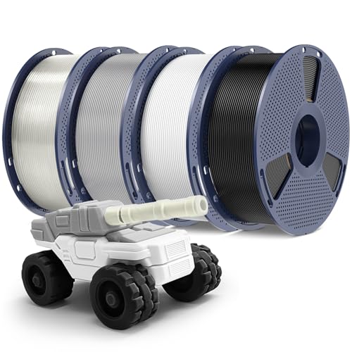 Image of PETG Filament 1.75mm, Ultra Tough, Heat Optimized, Odorless, 4kg(8.8lbs) SUNLU PETG 3D Printer Filament, Dimensional Accuracy + /- 0.02mm, Black+White+Grey+Clear