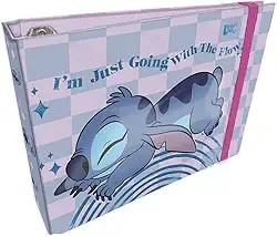 Mini Fichário Horizontal com 80 folhas decoradas Stitch - Fechamento em Elástico - 4078