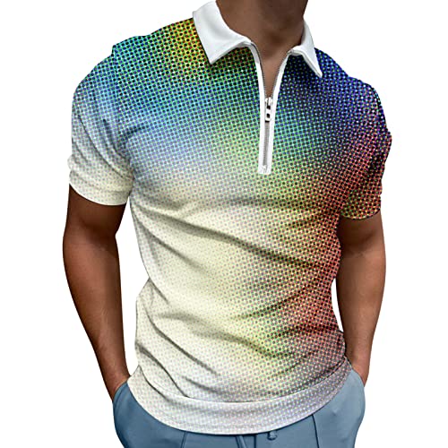 Generic Chemise à Manches Courtes avec Fermeture Éclair à Rabat Imprimé en 3D pour Homme Casual Paravent Auto Fenêtre, Vert, Large