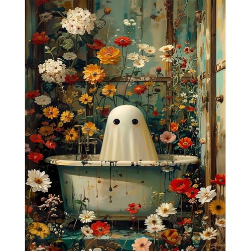 cviokrdu Halloween Paint by Numbers Kit for Adults - Ghost Adult Paint by Number Kits Without Frame, DIY Ghost Oil Painting for Gift Home Wall Decor (16x20inch)