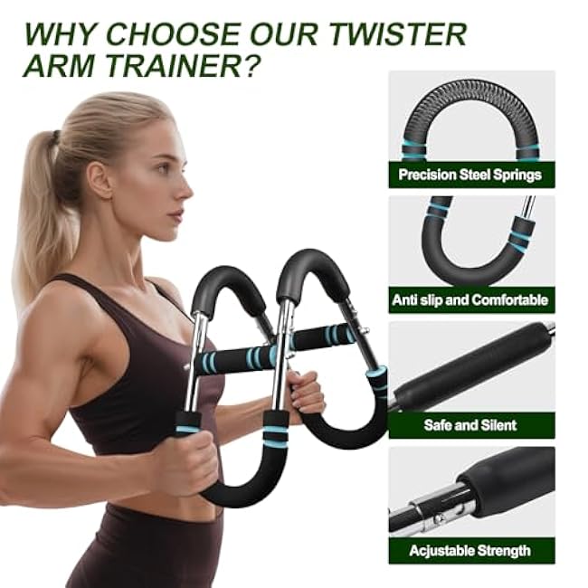 Twister Arm Trainer,Adjustable Chest Workout Equipment,60-110lb Chest Trainer for Men,Portable Power Twister Bar for Chest Clip Muscle & Arm Strength