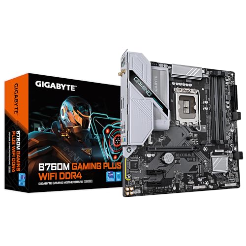 GIGABYTE B760M Gaming Plus WiFi DDR4-Mainboard - Unterstützt 14. Gen. Intel Core CPUs, 4+1+1 Phasen VRM, bis zu 5333 MHz DDR4 (OC), 2xPCIe 4.0 M.2, Wi-Fi 6, 1 GbE LAN, USB 3.2 Gen 1