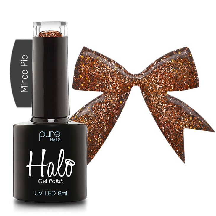 Halo Gel Polish 8ml - Mince Pie. UV/LED Gel Nail Polish, Long Lasting & Easy To Apply. Nail Art Colours For Manicure & Pedicure. Gel Polish For Professional & Home Use.