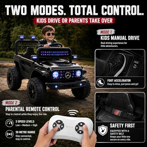Image of Kawaii Kids Battery Operated Car for Kids, Electric Ride-On SUV with Parent Remote Control, USB, Bluetooth, LED Windshield Lights, Rechargeable Battery, Kids Ride-On Car for Boys & Girls Age 1-5 Years