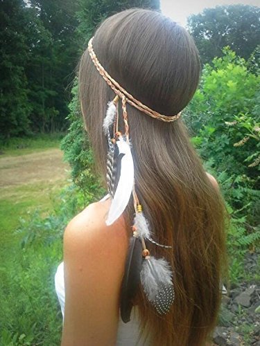 Miniatura 7 de A & C pluma de pavo de la princesa Indiana para niña, diadema y tocado de moda para mujer