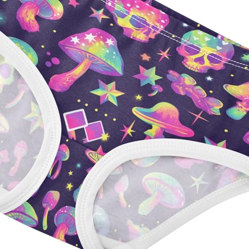 Wusikd Colorful Mushrooms Girls' Underwear Cotton Skulls Stars Girls Briefs Soft Toddler Underwear 2T4