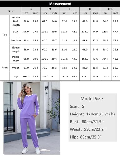 Image of Marvmys Women Long Sleeve Tracksuits Fashion 2 Piece Lounge Set Travel Outfits Jogger Set