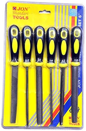 jonbhandari Plastic File Set 6 Inches for Workshop, Garage, Home and Craftsmen (Yellow,Standard)