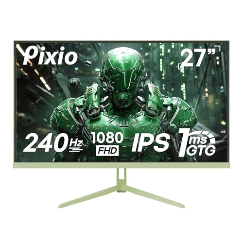 Image of Pixio Two PX279 Wave Mint Green 27 inch 240Hz Refresh Rate FHD 1080p Resolution Fast IPS Panel 1ms GTG Resonse Time Gaming Monitor and PS1D Wave Mint Green Dual Monitor Arm