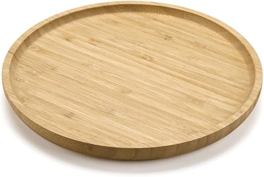 Round Bamboo Tray, Wood Serving Tray, Wooden Platter, Wood Charcuterie Board, Decorative Tray for Coffee Table, Kitchen 30 x 30 x 2 cm