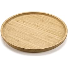 Round Bamboo Tray, Wood Serving Tray, Wooden Platter, Wood Charcuterie Board, Decorative Tray for Coffee Table, Kitchen 30 x 30 x 2 cm