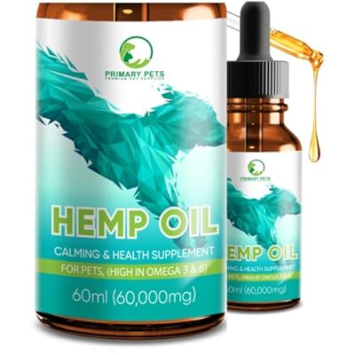 Hemp Oil Dogs -100% Natural, Dog Calming Drops, Dog Anxiety Relief, Pain Relief for Dogs, Health Supplement with Vitamins, Omega 3 & 6, Dog Calming Products